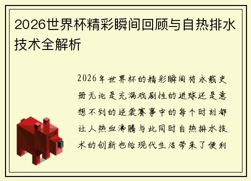 2026世界杯精彩瞬间回顾与自热排水技术全解析 2026世界杯精彩瞬间回顾与自热排水技术全解析